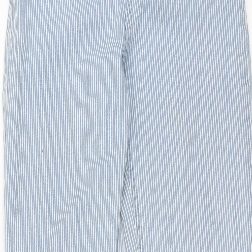 River Island Girls Blue Striped Cotton Straight Jeans Size 12 Years L27 in Regular Zip - PaperBag Waist