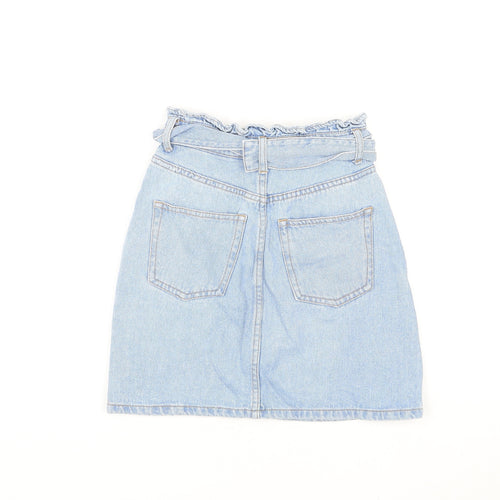 Divided by H&M Womens Blue Cotton A-Line Skirt Size 4 Zip - Belted