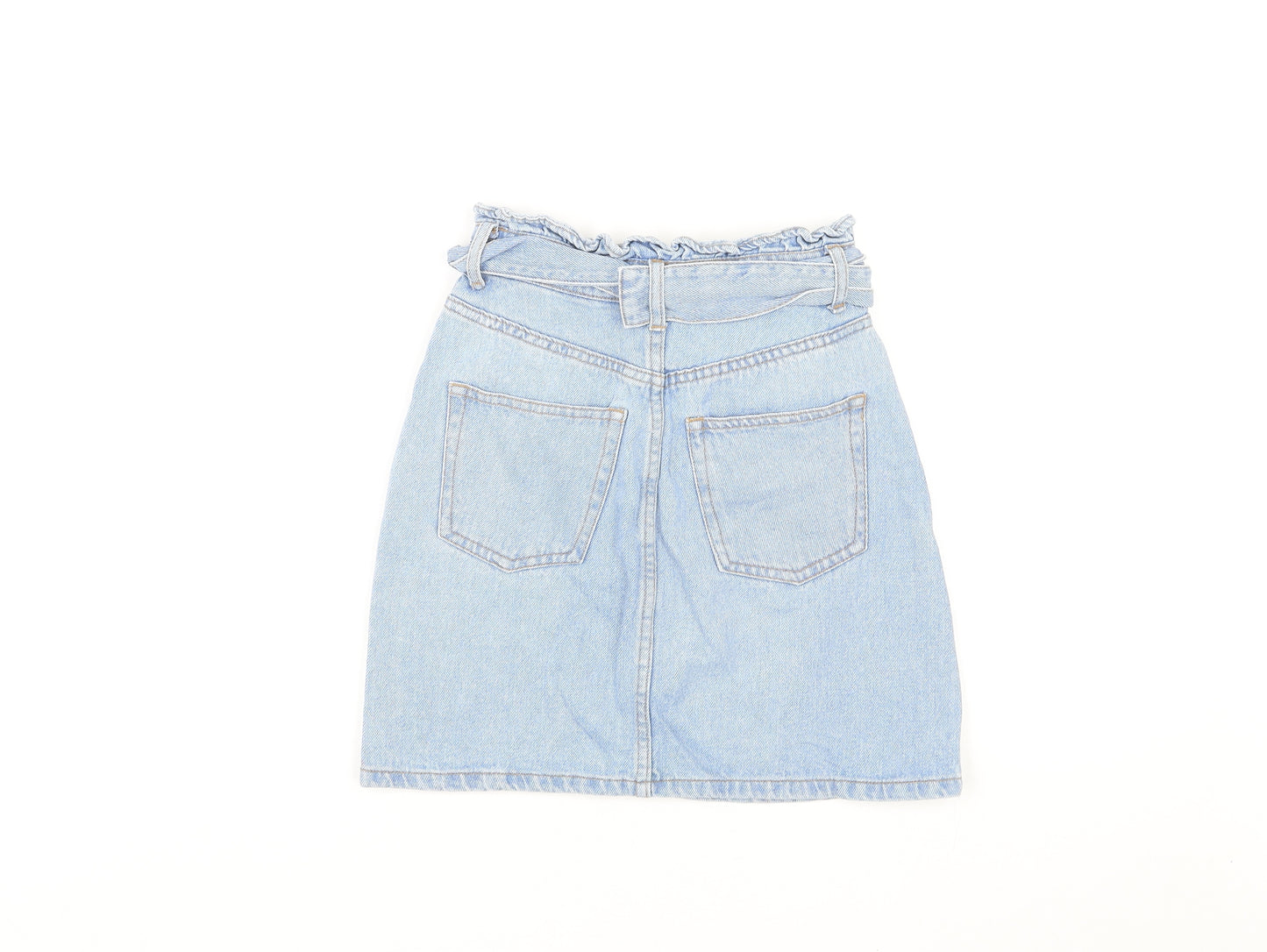Divided by H&M Womens Blue Cotton A-Line Skirt Size 4 Zip - Belted