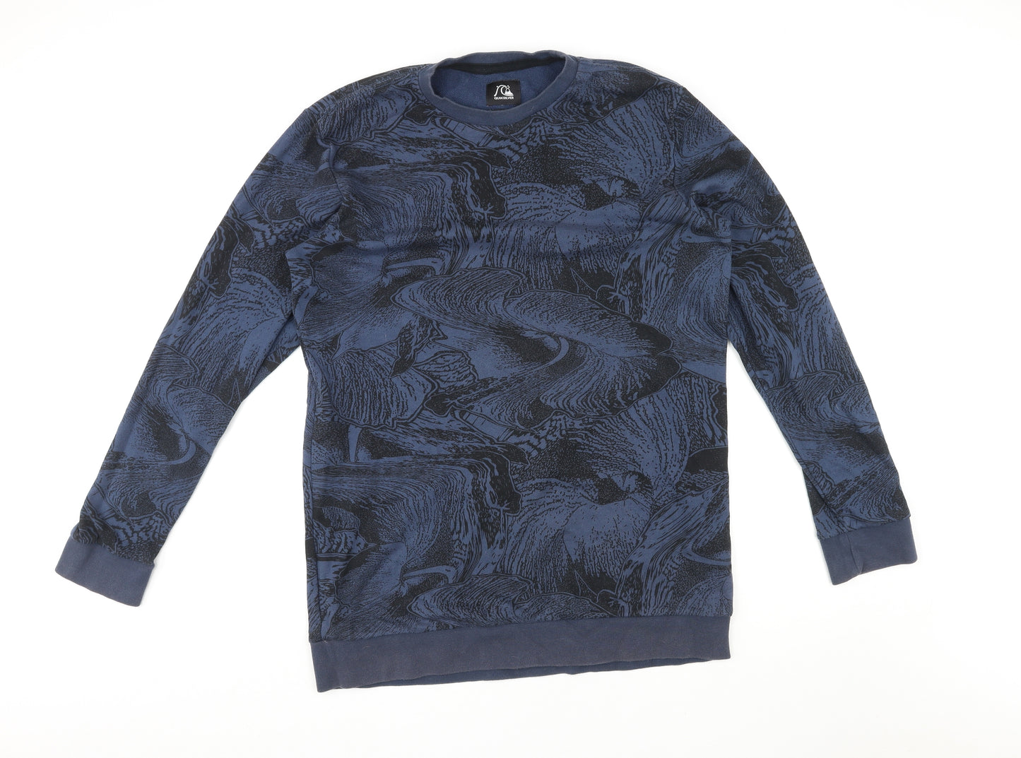 Quiksilver Mens Blue Geometric Cotton Pullover Sweatshirt Size XL
