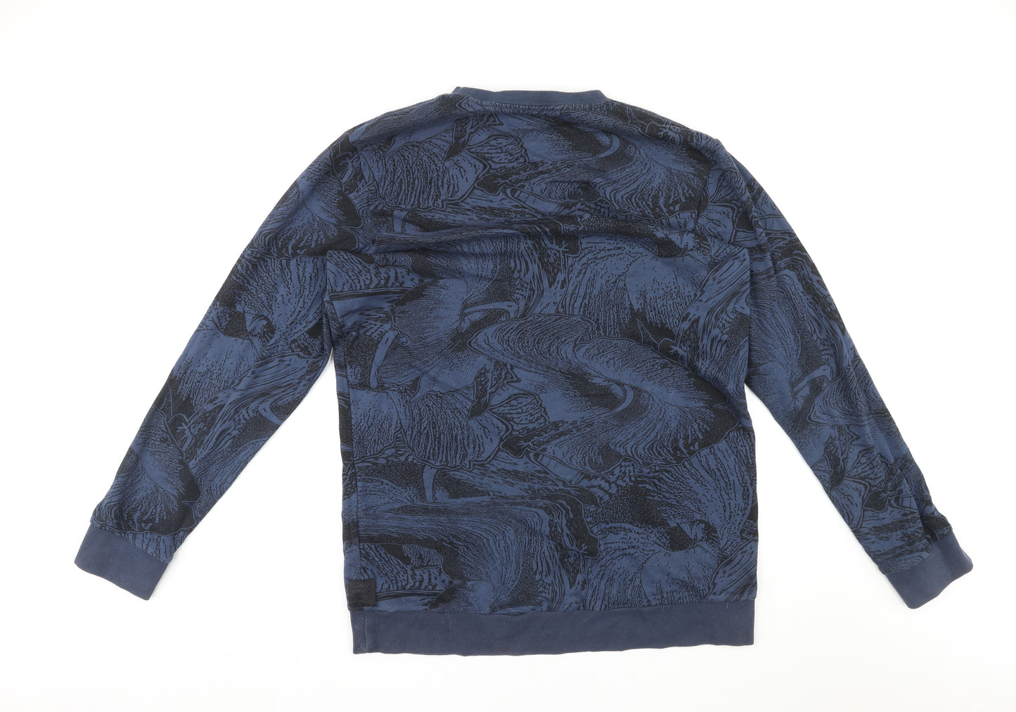 Quiksilver Mens Blue Geometric Cotton Pullover Sweatshirt Size XL