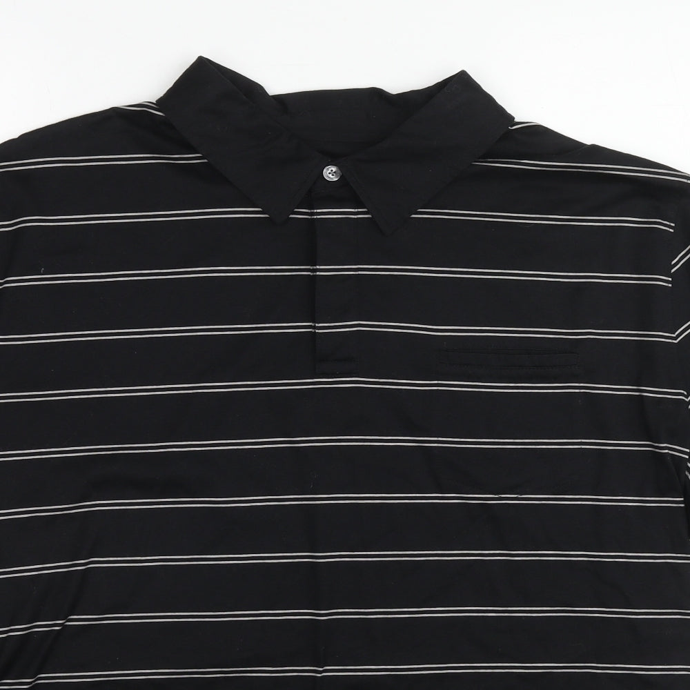 Autograph Mens Black Striped Cotton Polo Size XL Collared Pullover
