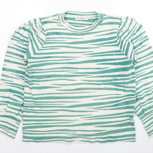 Gallerygre Womens Green Round Neck Animal Print Viscose Pullover Jumper Size M