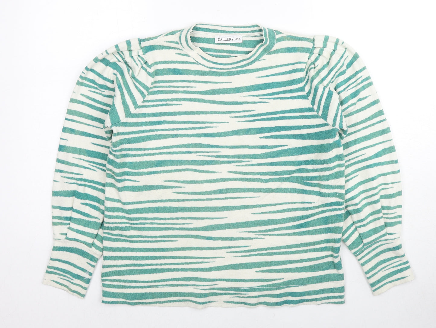 Gallerygre Womens Green Round Neck Animal Print Viscose Pullover Jumper Size M