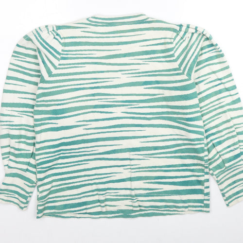Gallerygre Womens Green Round Neck Animal Print Viscose Pullover Jumper Size M