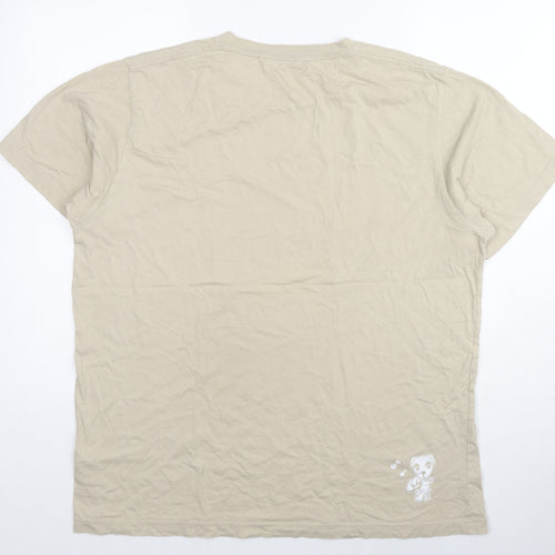 Uniqlo Mens Beige Cotton T-Shirt Size XL Crew Neck