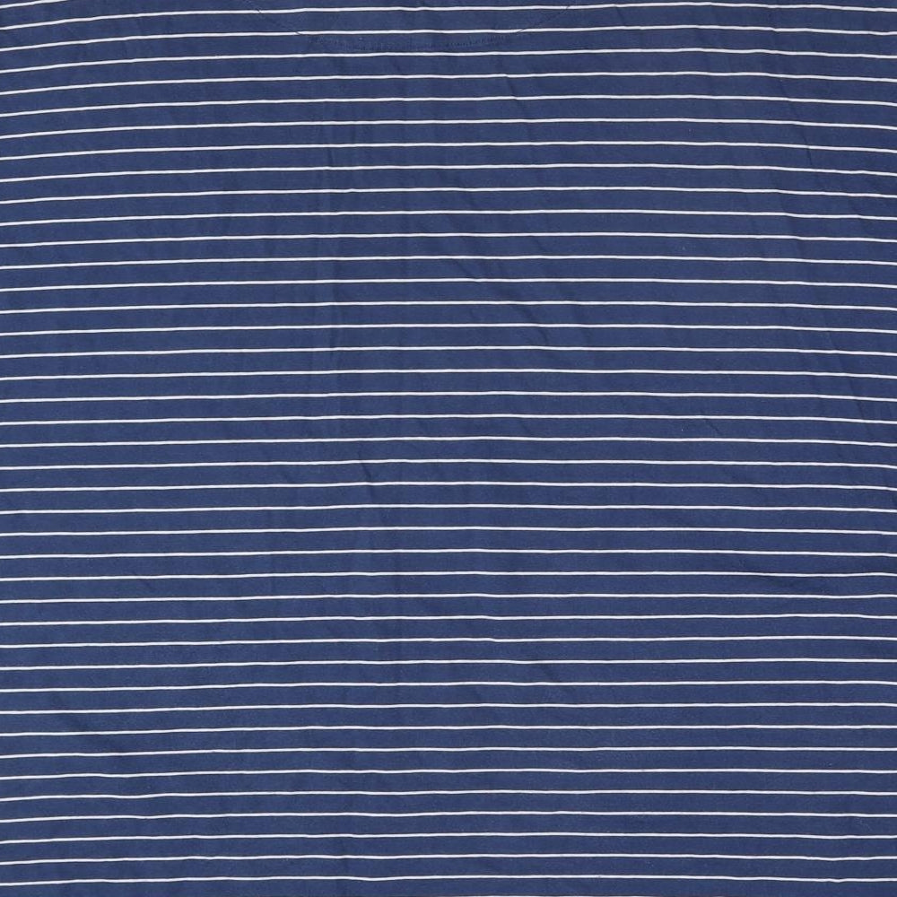 Marks and Spencer Mens Blue Striped Cotton T-Shirt Size XL Crew Neck