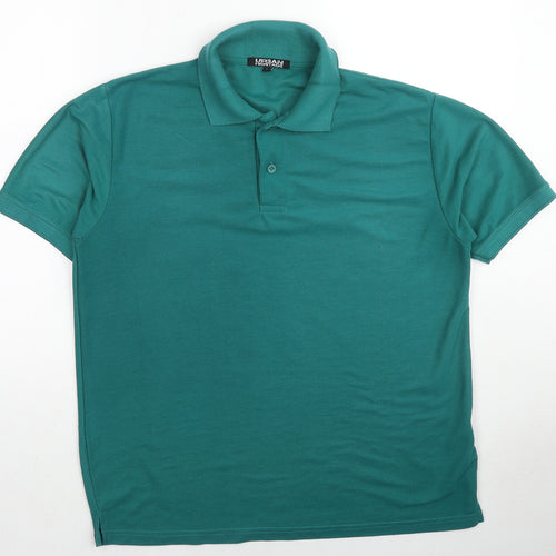 Urban Heritage Mens Green Cotton Polo Size L Collared Button