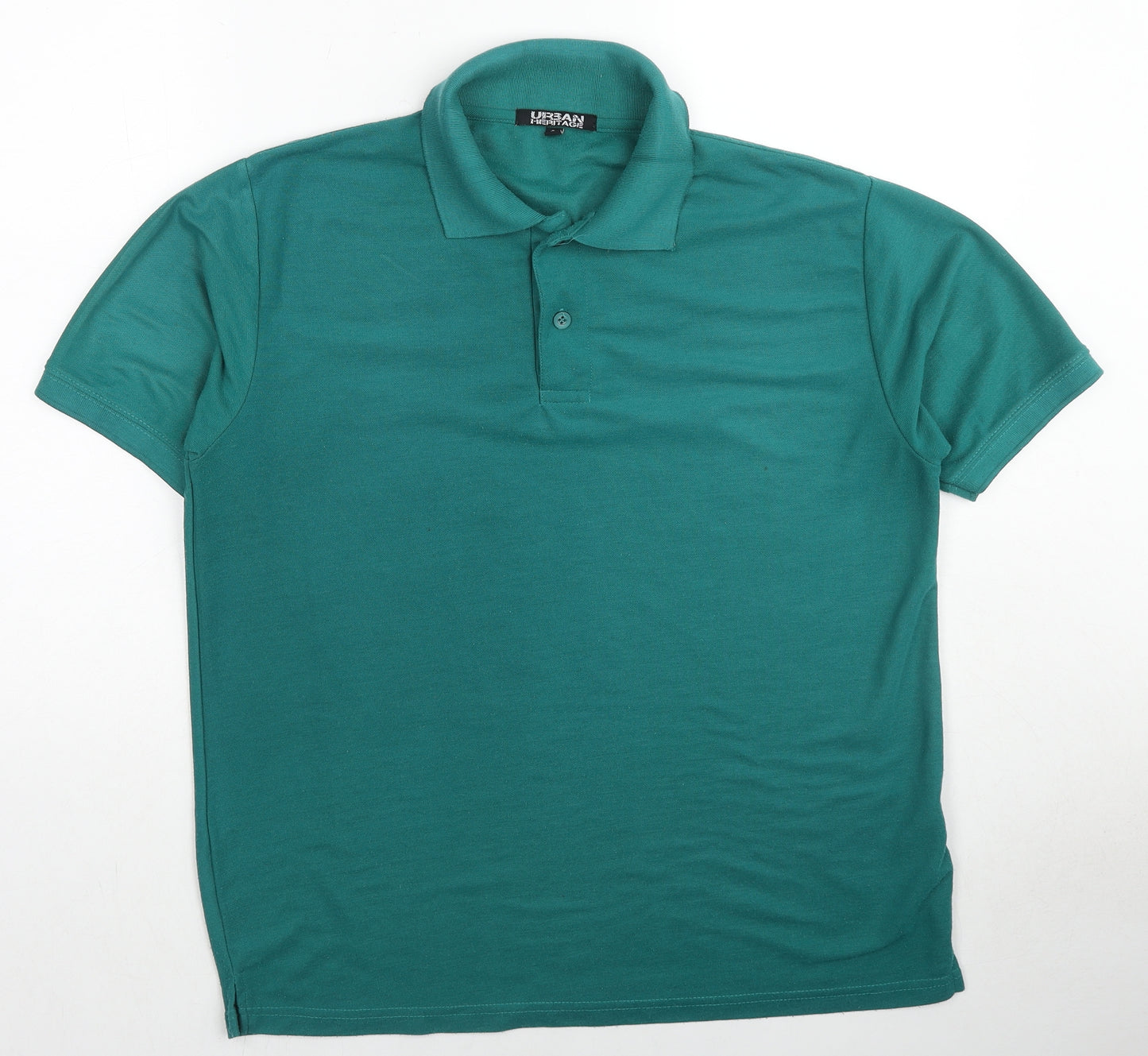 Urban Heritage Mens Green Cotton Polo Size L Collared Button