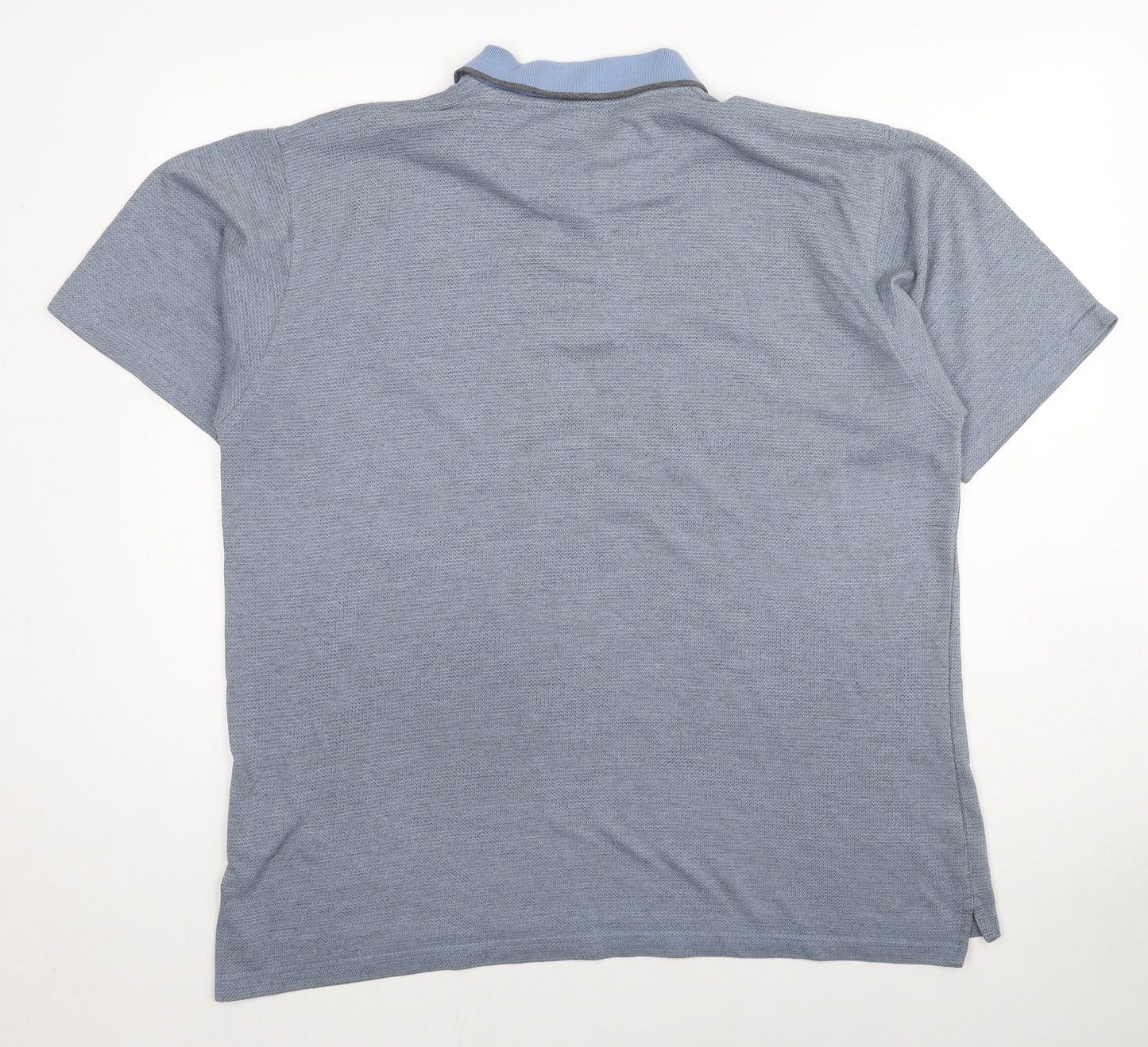 Stylo Mens Blue Geometric Cotton Polo Size XL Collared Button