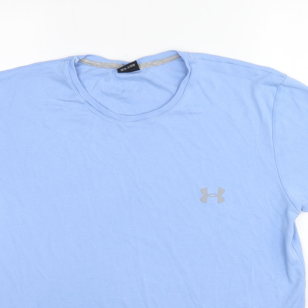 Under armour Mens Blue Cotton T-Shirt Size 3XL Crew Neck