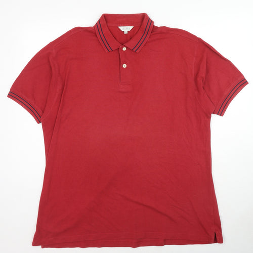 ITEMS Mens Red Cotton Polo Size XL Collared Button