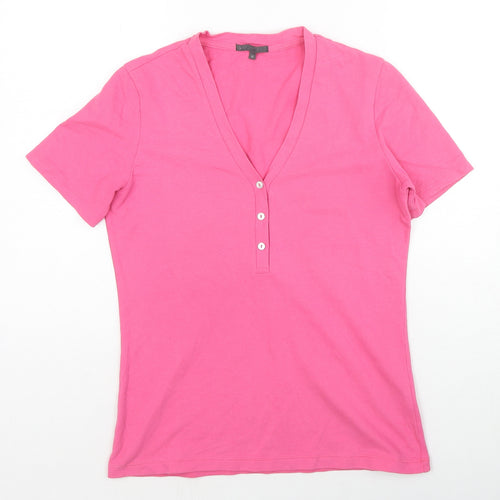 Geox Womens Pink Cotton Basic T-Shirt Size M V-Neck