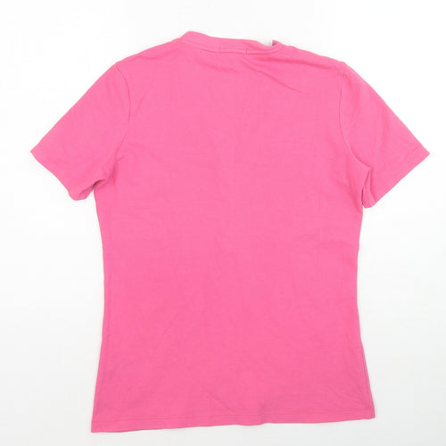 Geox Womens Pink Cotton Basic T-Shirt Size M V-Neck