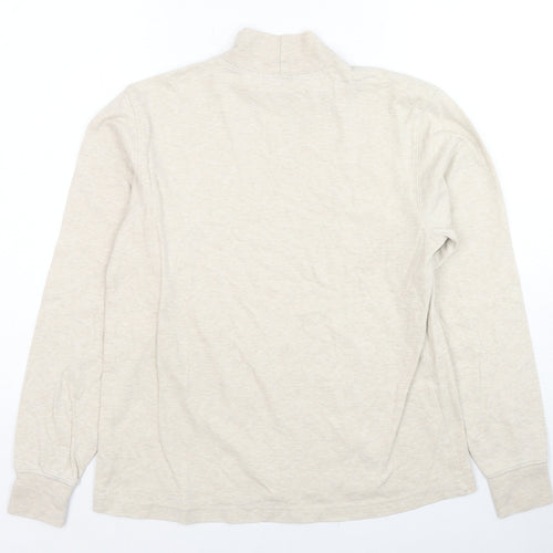 Lands' End Womens Ivory Cotton Basic T-Shirt Size S High Neck