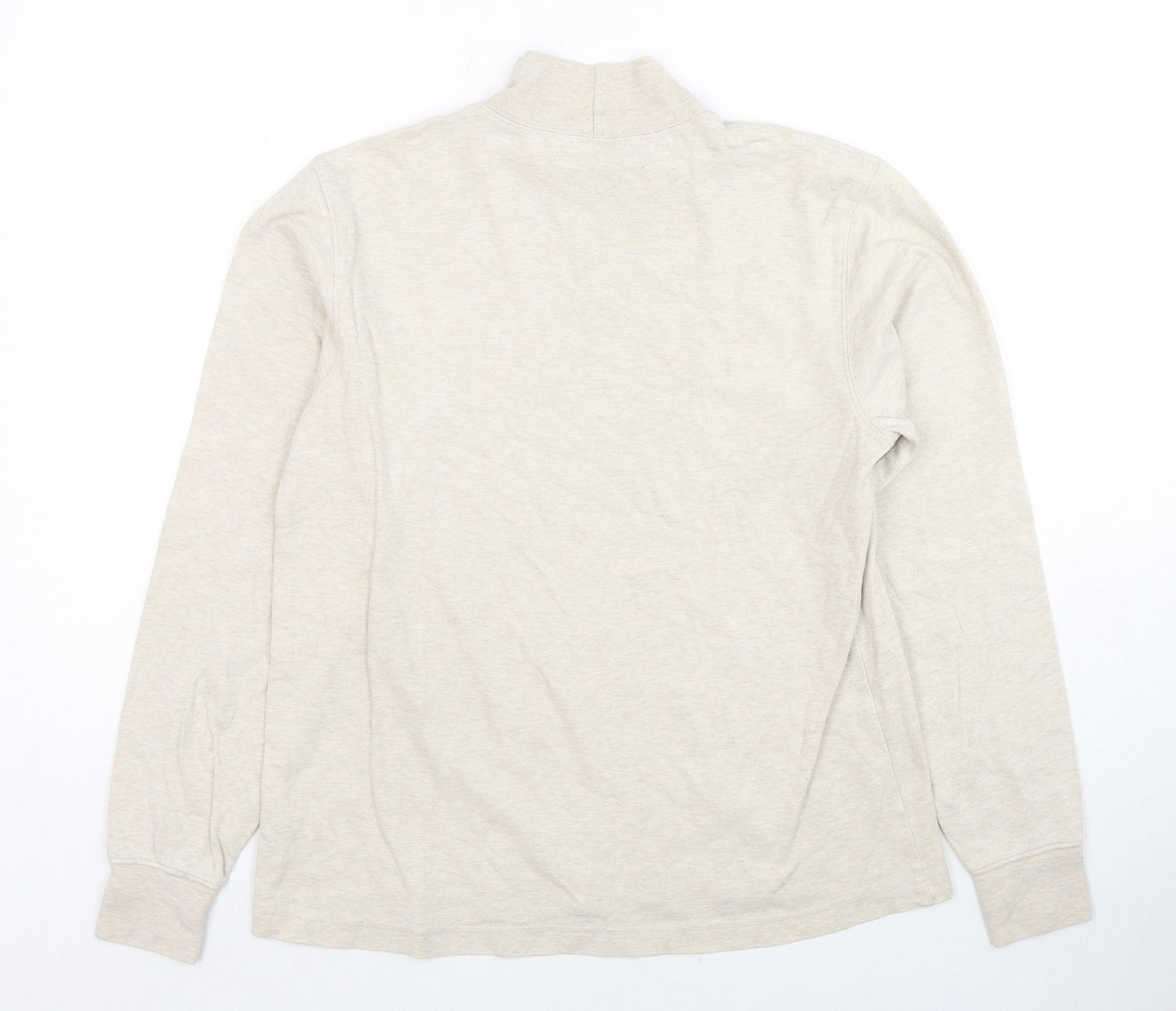 Lands' End Womens Ivory Cotton Basic T-Shirt Size S High Neck