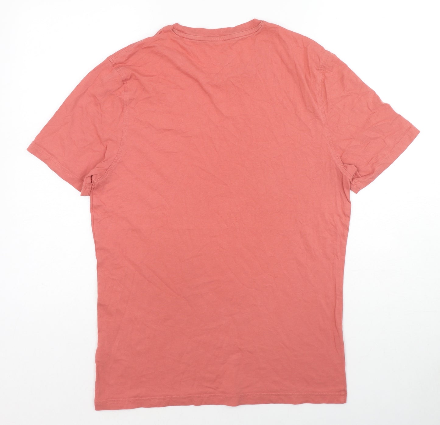 Marks and Spencer Womens Orange Cotton Basic T-Shirt Size S Round Neck