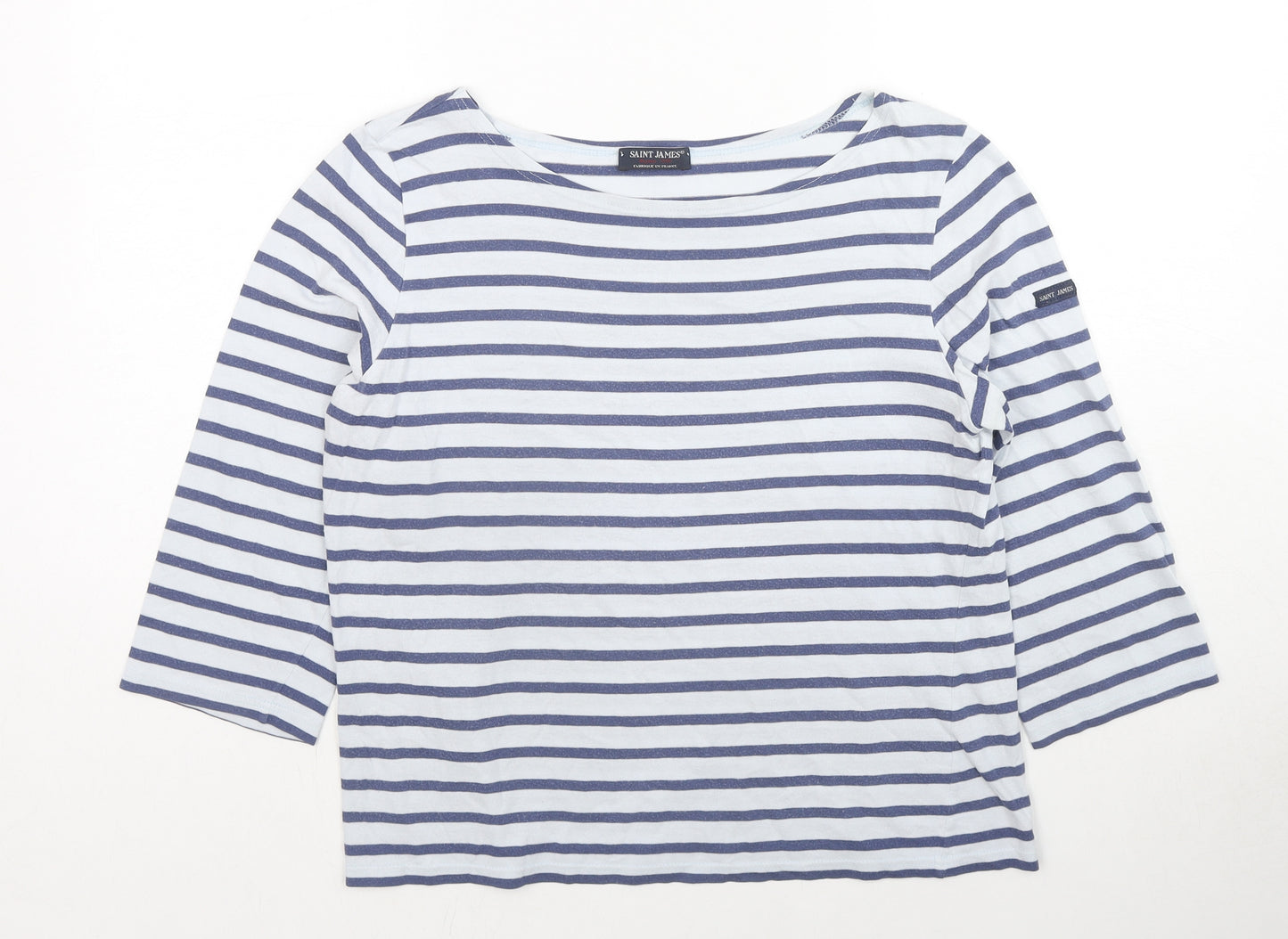 Saint-James Womens Multicoloured Striped Cotton Basic T-Shirt Size 14 Round Neck