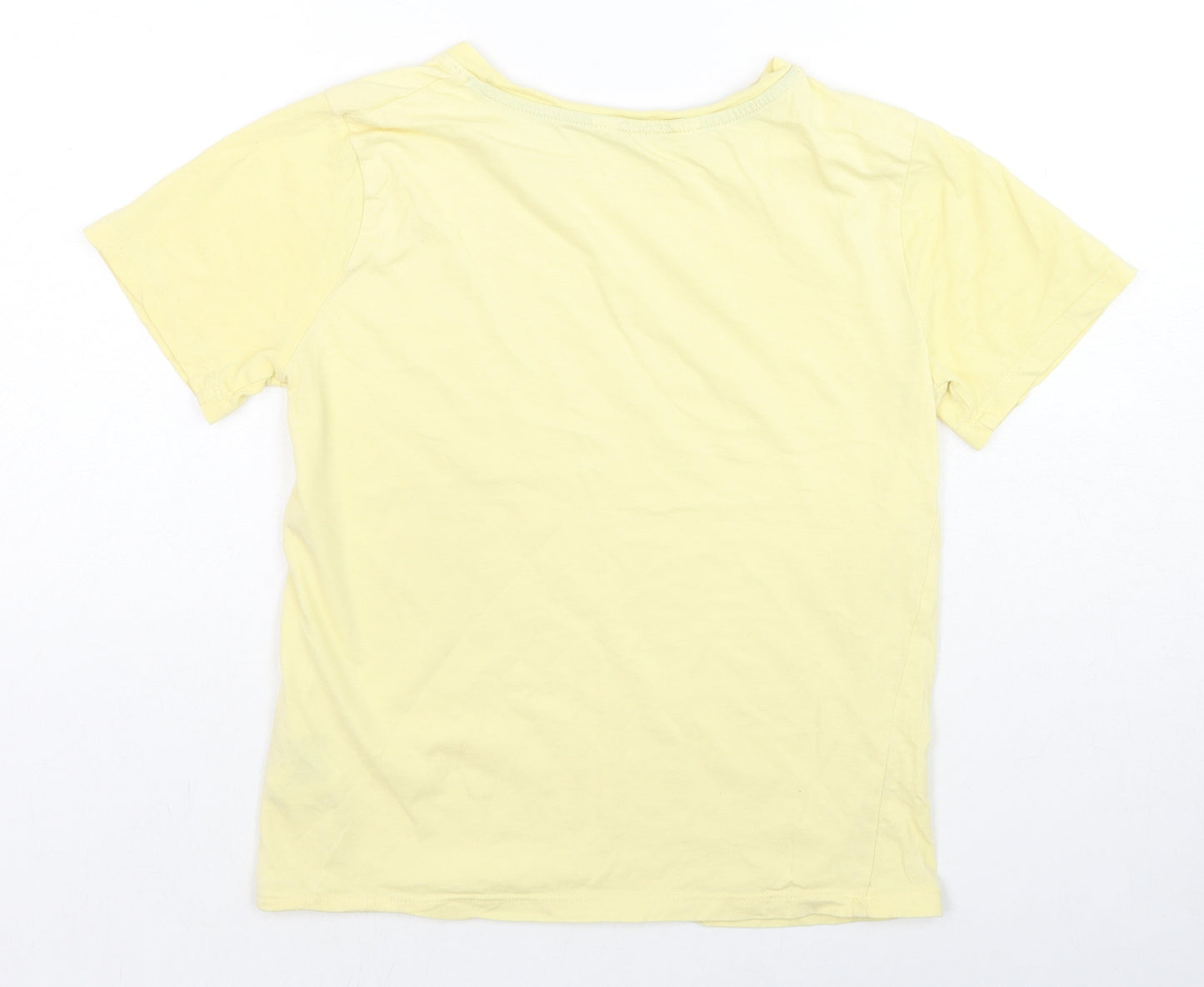 H&M Boys Yellow Cotton Basic T-Shirt Size 8-9 Years Crew Neck Pullover - Age 8-10