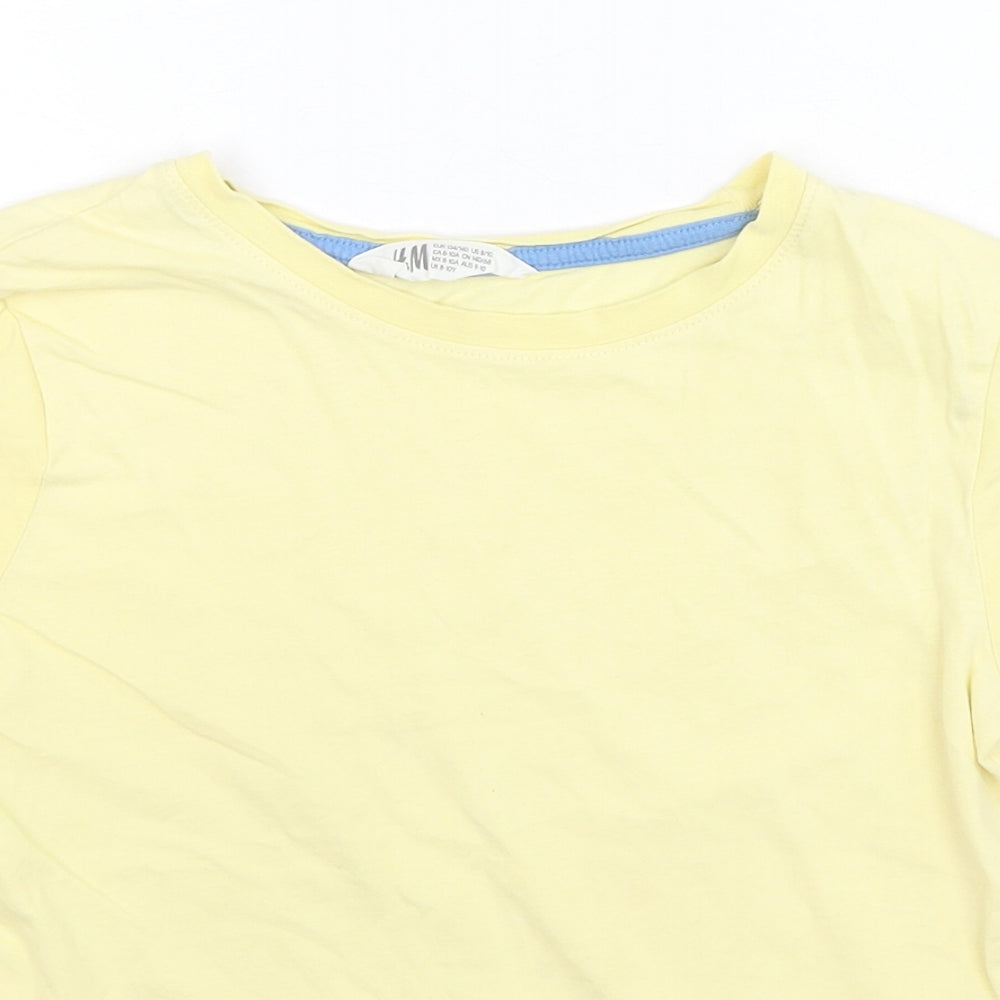 H&M Boys Yellow Cotton Basic T-Shirt Size 8-9 Years Crew Neck Pullover - Age 8-10