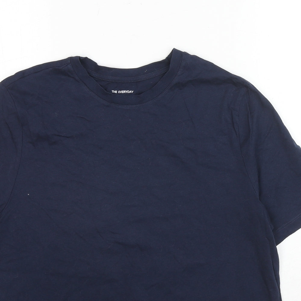 Marks and Spencer Womens Blue Cotton Basic T-Shirt Size 12 Round Neck