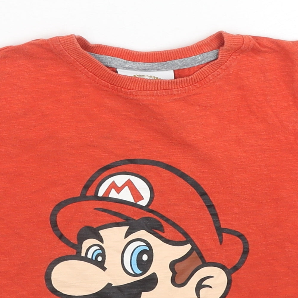 Mario Boys Blue Cotton Basic T-Shirt Size 4 Years Crew Neck Pullover - Mario