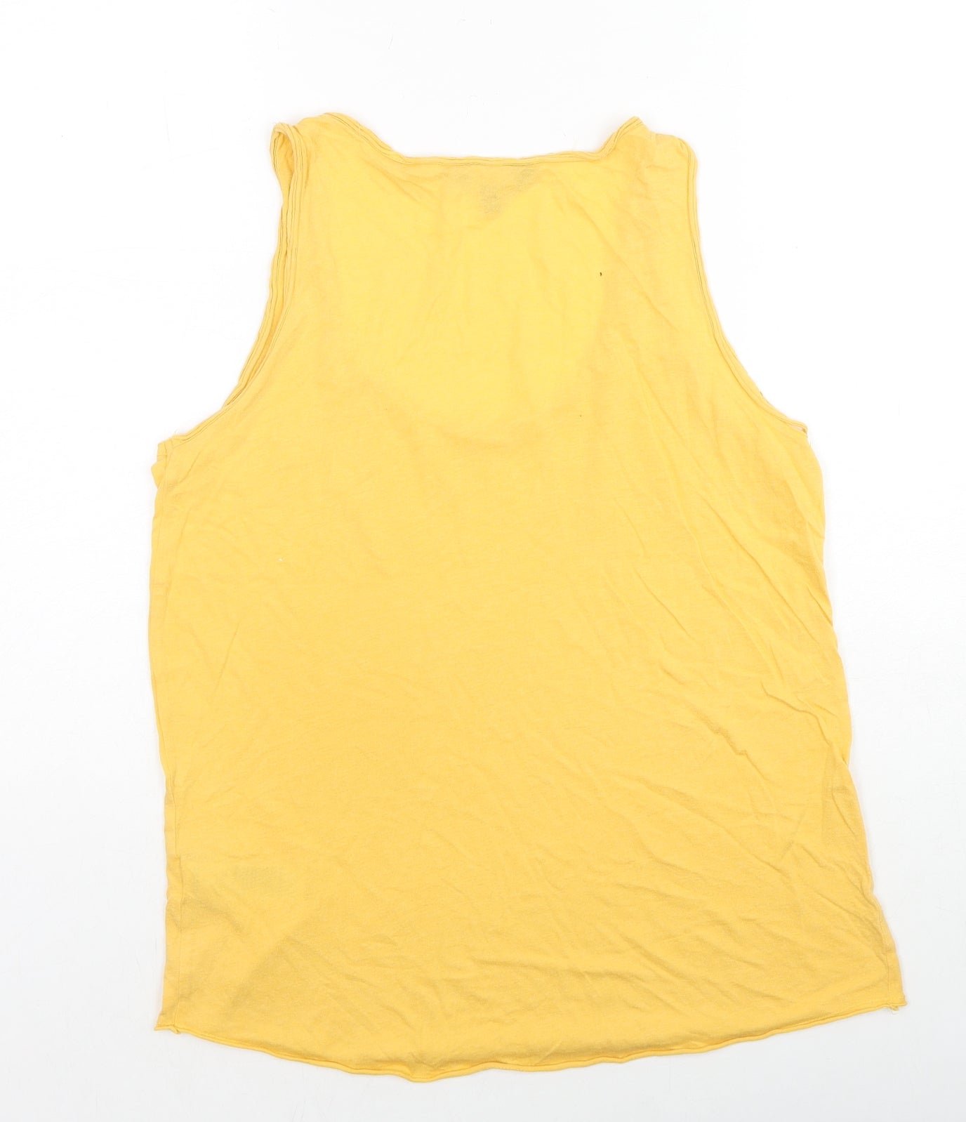 New Look Womens Yellow Cotton Basic Tank Size 8 Scoop Neck