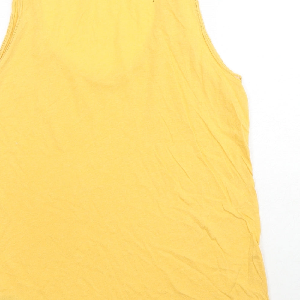 New Look Womens Yellow Cotton Basic Tank Size 8 Scoop Neck