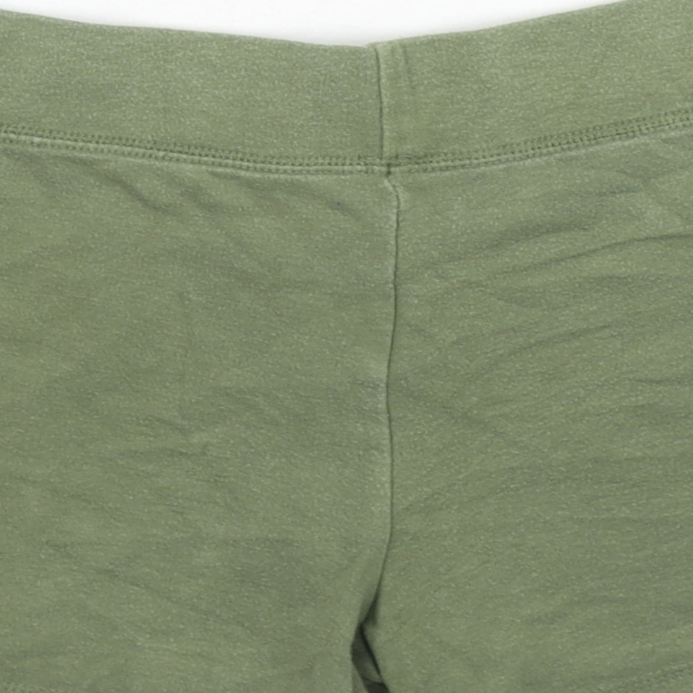 Cottonique Womens Green Cotton Basic Shorts Size 12 L3 in Regular Pull On