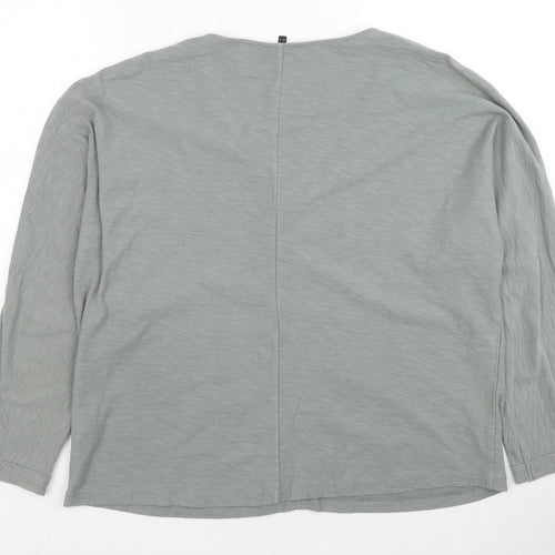 Massimo Dutti Womens Grey Cotton Basic T-Shirt Size S V-Neck