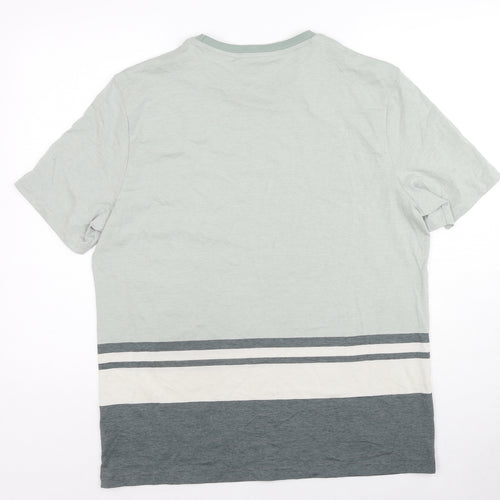Autograph Mens Grey Colourblock Cotton T-Shirt Size L Crew Neck
