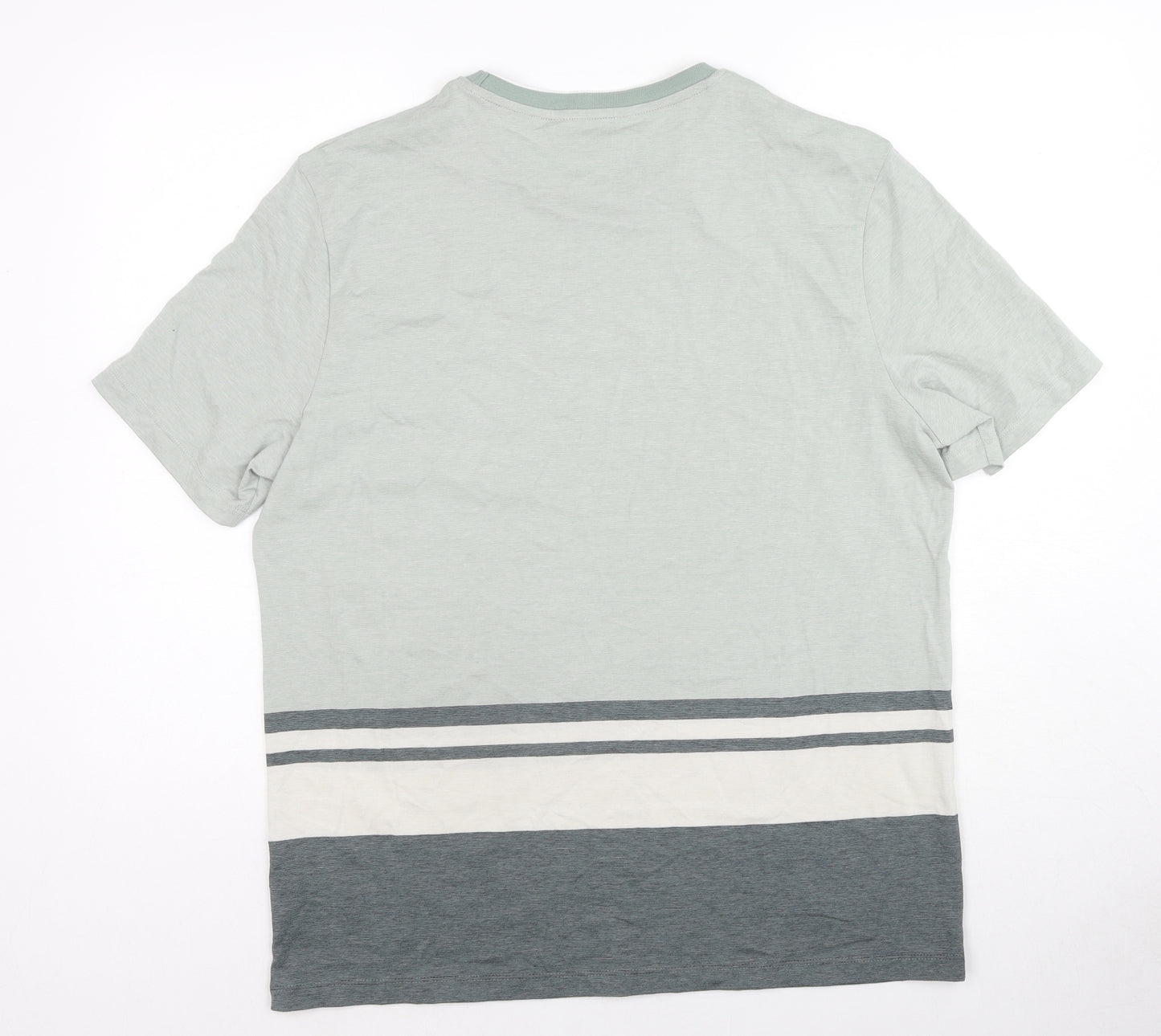 Autograph Mens Grey Colourblock Cotton T-Shirt Size L Crew Neck