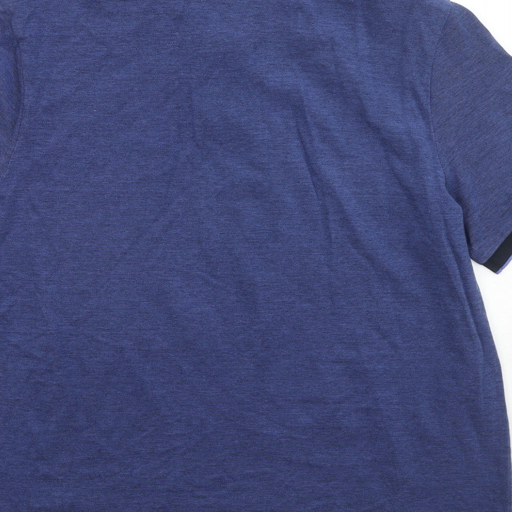Marks and Spencer Mens Blue Cotton Polo Size XL Collared Button