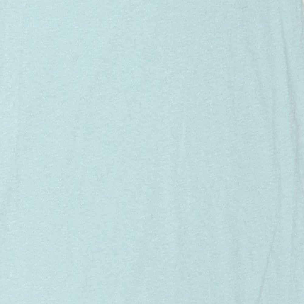 Marks and Spencer Womens Blue Cotton A-Line Size XS Round Neck Pullover - Broderie Anglaise Sleeve