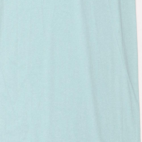 Marks and Spencer Womens Blue Cotton A-Line Size XS Round Neck Pullover - Broderie Anglaise Sleeve