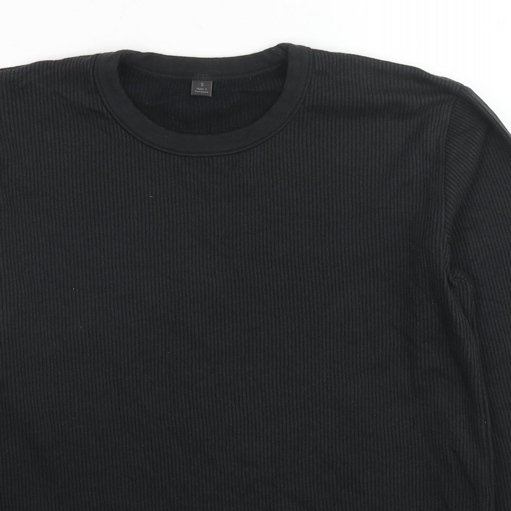 Marks and Spencer Mens Black Cotton Pullover Sweatshirt Size S