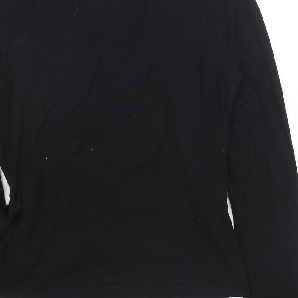 Linea Womens Black Viscose Wrap T-Shirt Size S V-Neck - Lace Trim