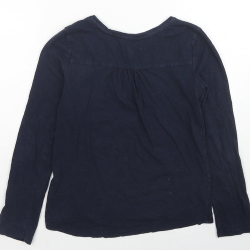 Gap Girls Blue Cotton Basic T-Shirt Size 8 Years Round Neck Pullover - Daydreamer Flower Details