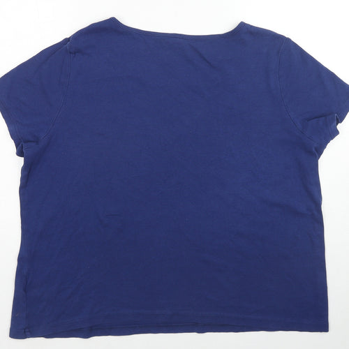 Sheego Womens Blue Cotton Basic T-Shirt Size 18 Round Neck - Starfish