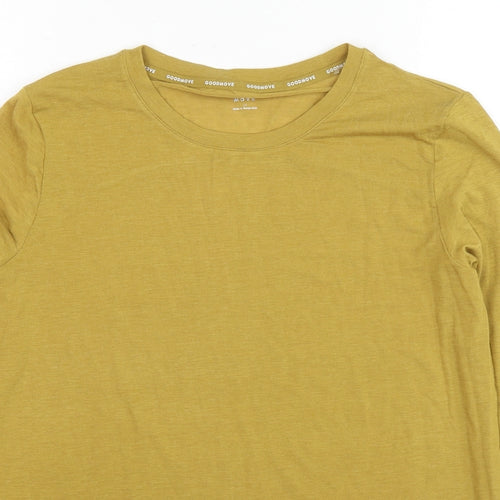 GOODMOVE Womens Yellow Viscose Basic T-Shirt Size 12 Round Neck