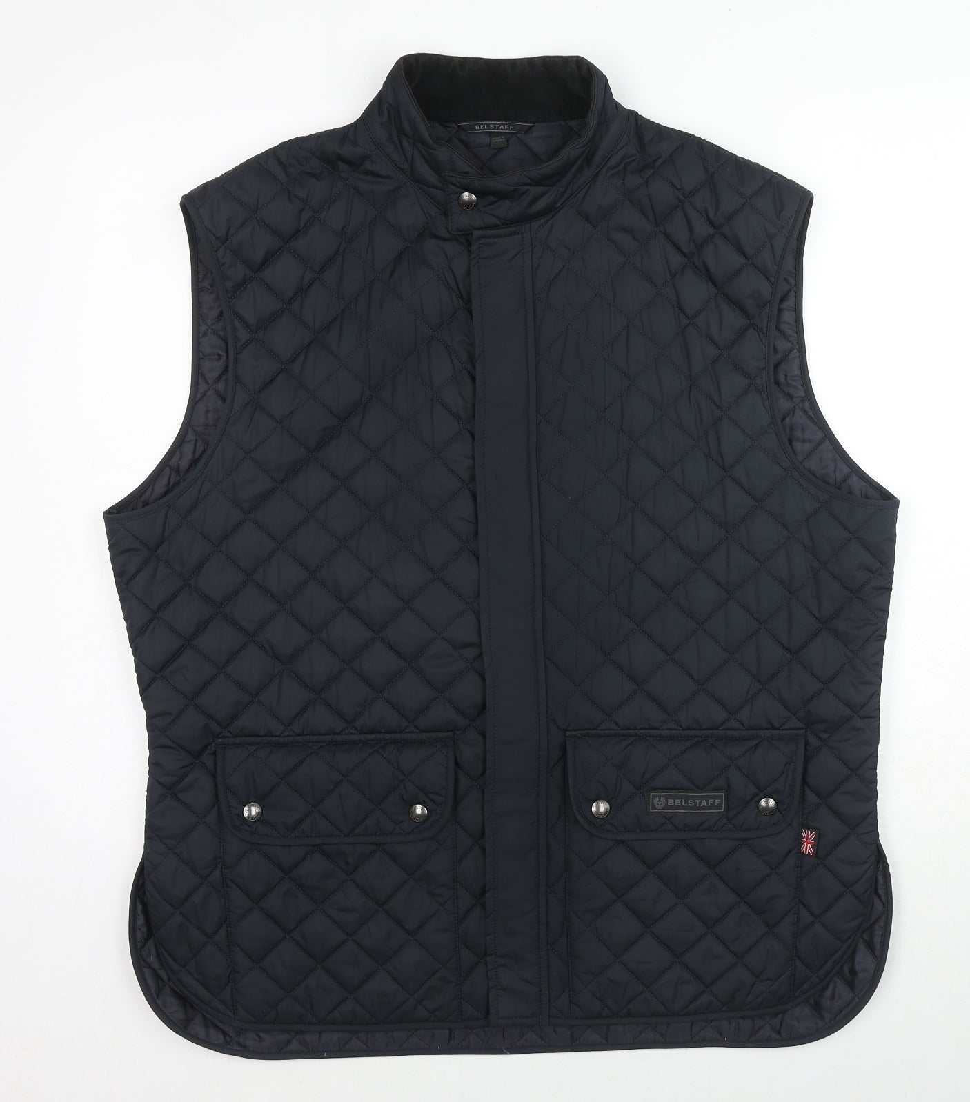 Belstaff Mens Black Gilet Coat Size XL Snap