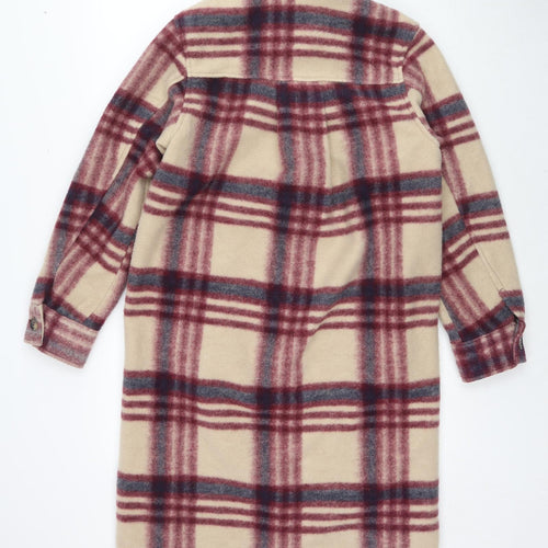 H&M Womens Multicoloured Geometric Overcoat Coat Size XS Button