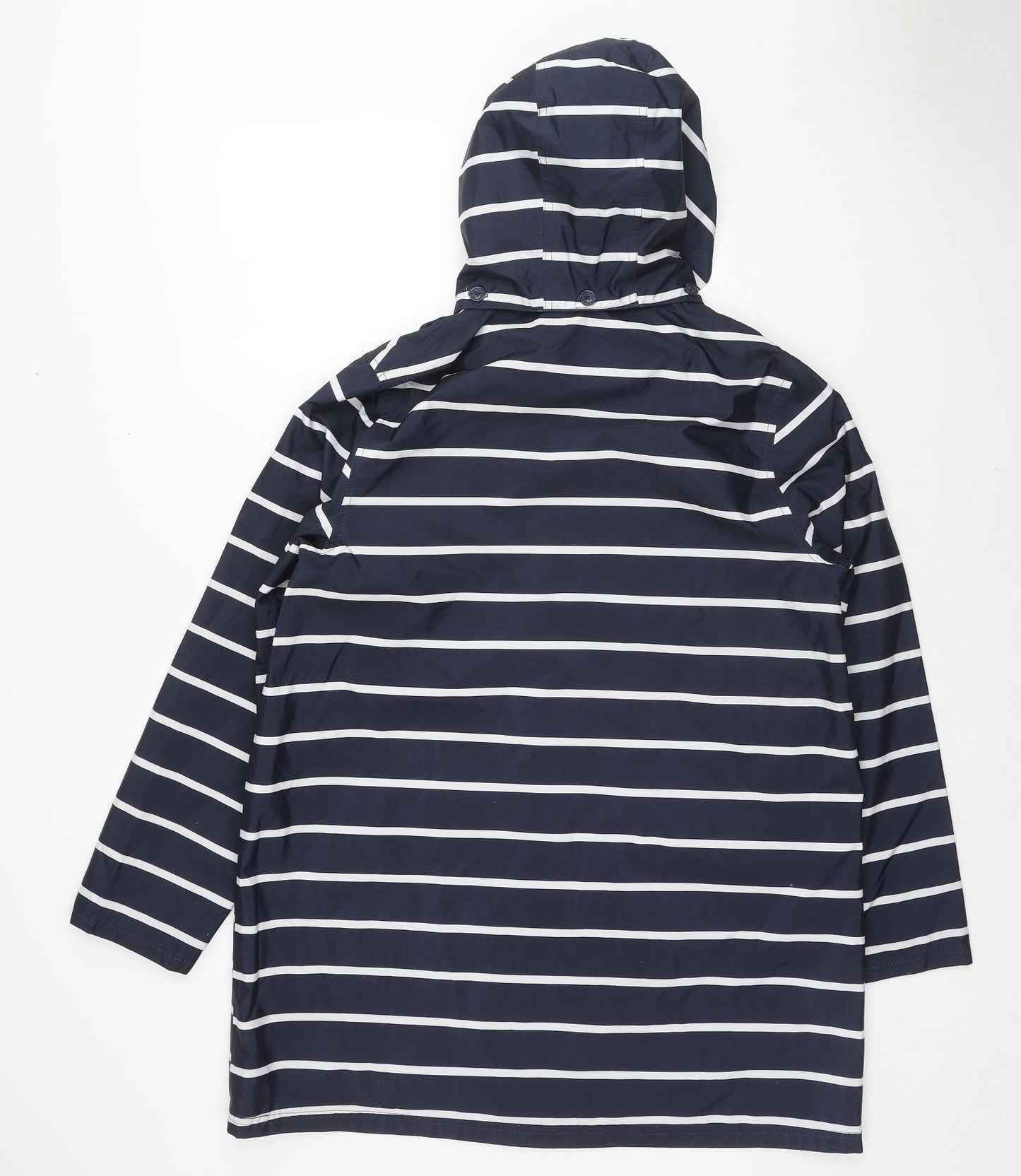 Bonmarché Womens Blue Striped Rain Coat Coat Size 14 Zip