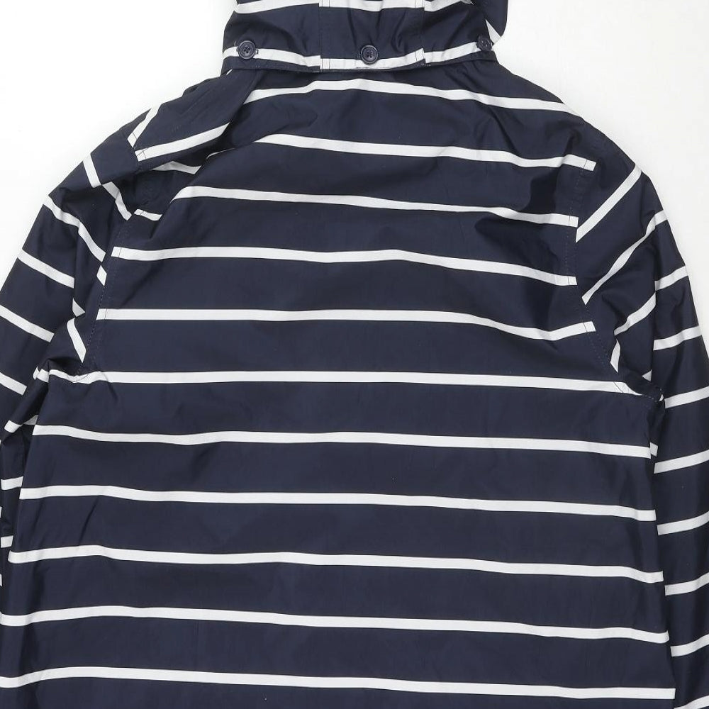 Bonmarché Womens Blue Striped Rain Coat Coat Size 14 Zip