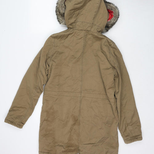 Topshop Womens Brown Parka Coat Size 10 Zip