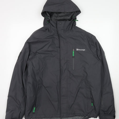 The Edge Mens Grey Rain Coat Coat Size L Zip