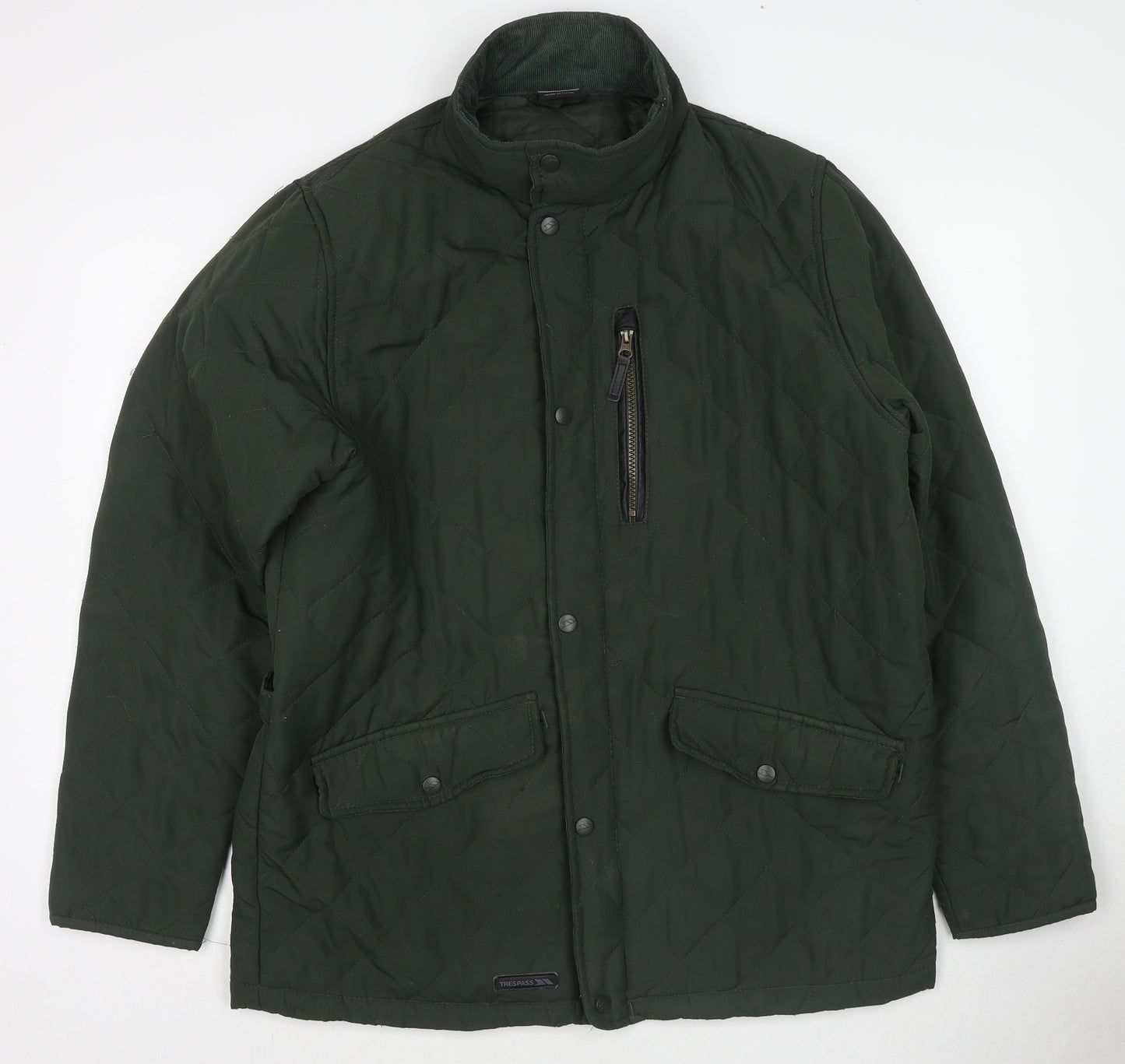 Trespass Mens Green Quilted Coat Size L Zip