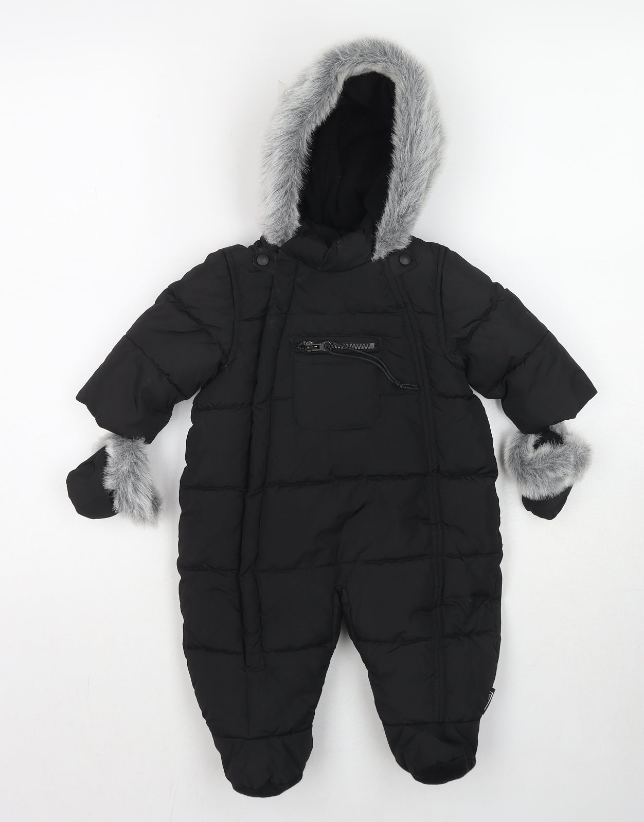 Myleene Klass Girls Black Quilted Snowsuit Size 3-6 Months Zip