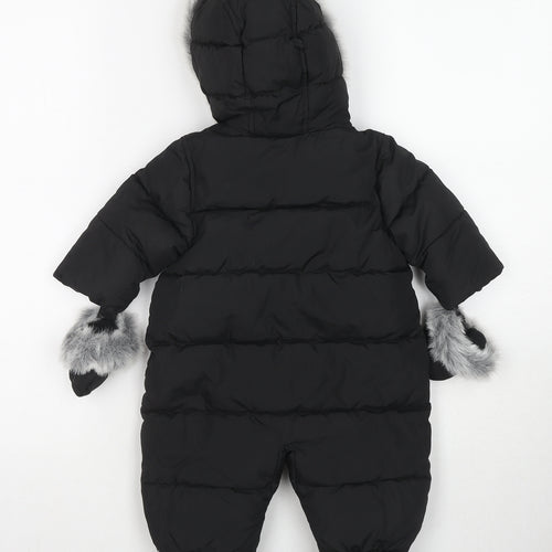 Myleene Klass Girls Black Quilted Snowsuit Size 3-6 Months Zip