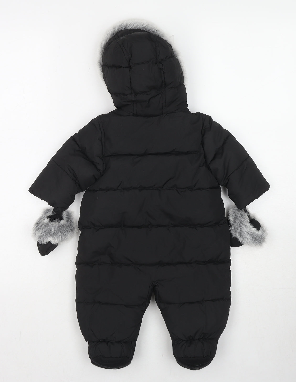 Myleene Klass Girls Black Quilted Snowsuit Size 3-6 Months Zip